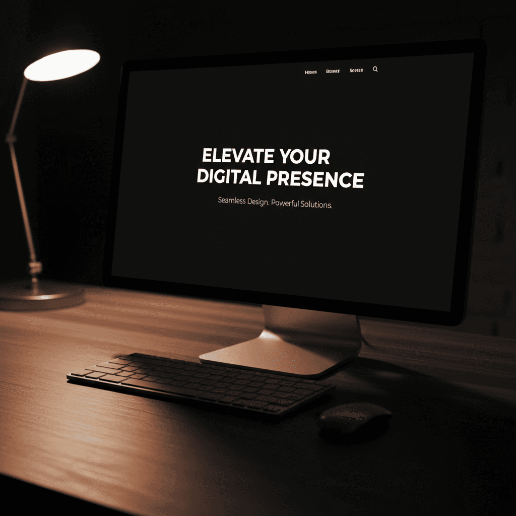 Bold website headline on screen