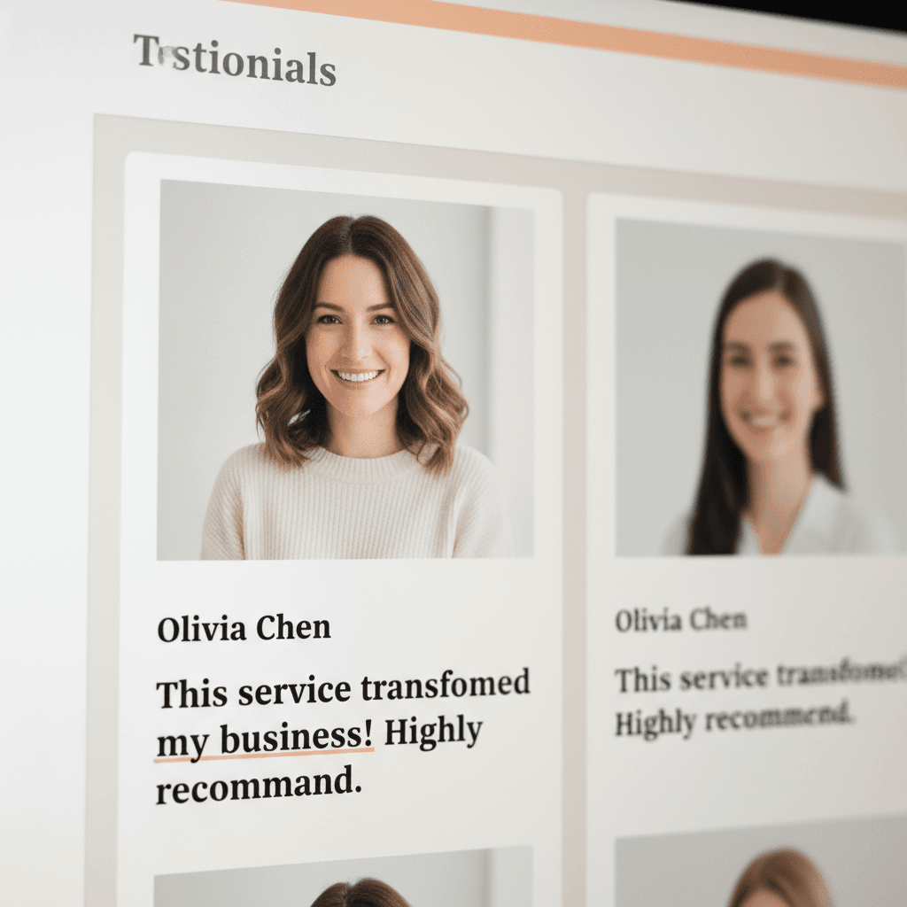 Customer testimonials section on website