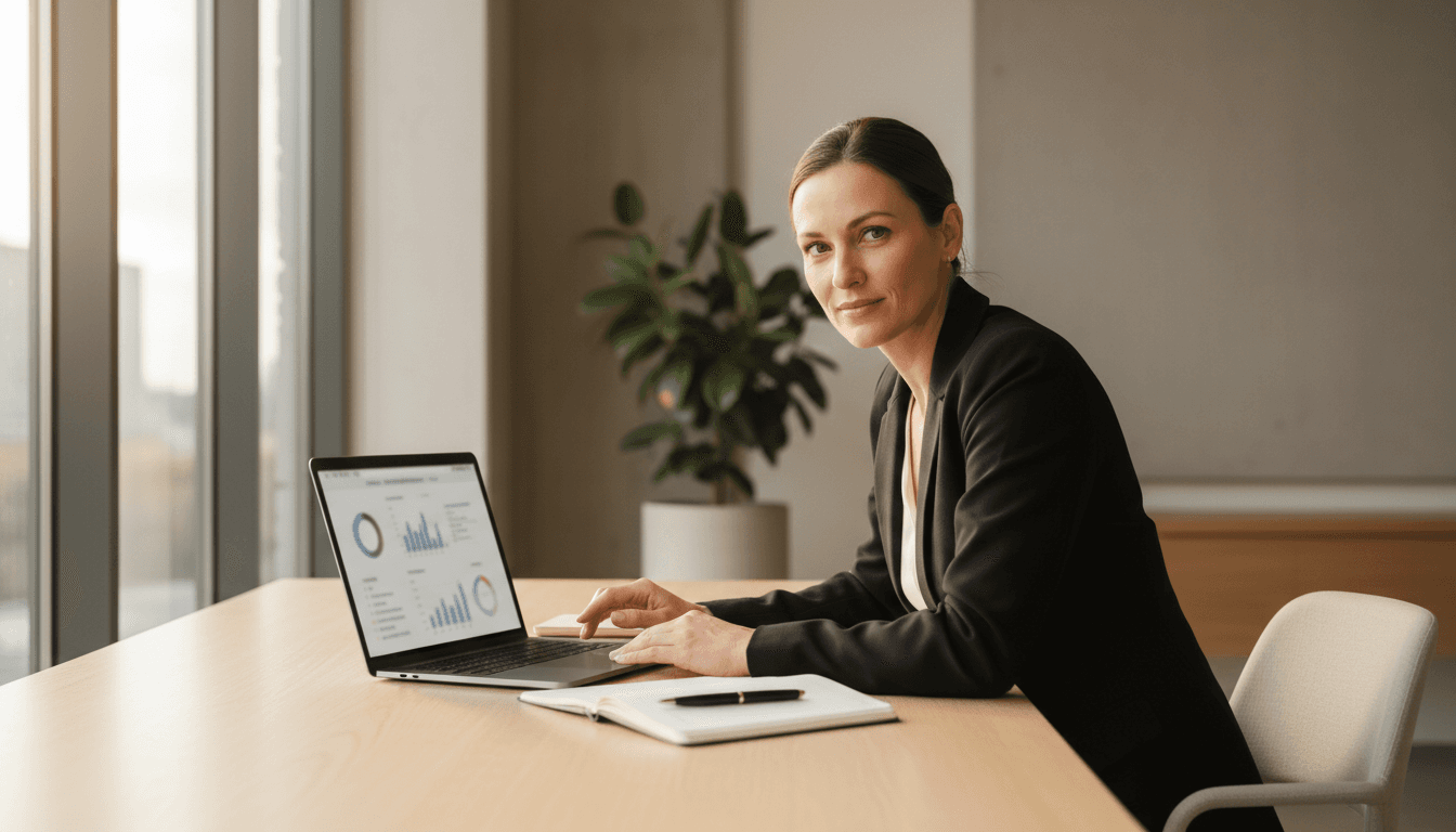 Business owner reviewing website analytics and conversion metrics on laptop