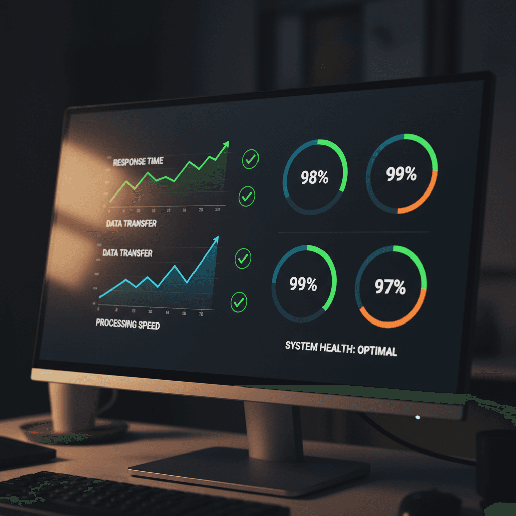 Website performance metrics and speed indicators