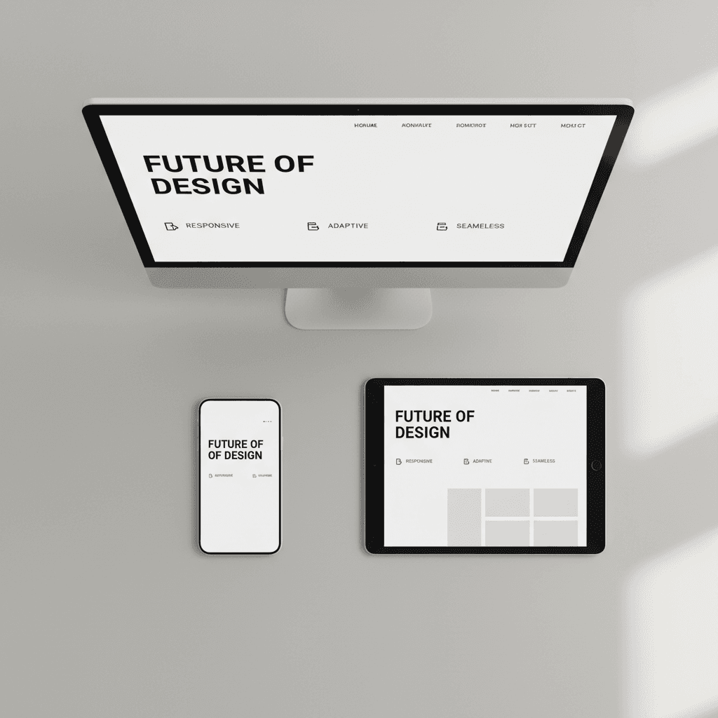 Website displayed across mobile, tablet, and desktop screens