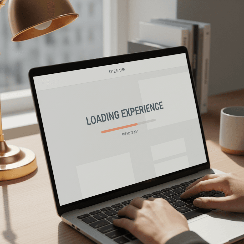 Fast loading website on laptop screen